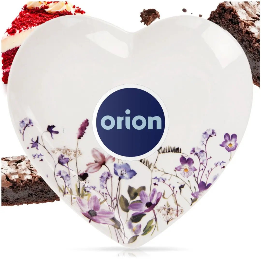 Orion Louka Dessertbord Porselein - 17,5x17 cm - Hart Motief - Multicolor