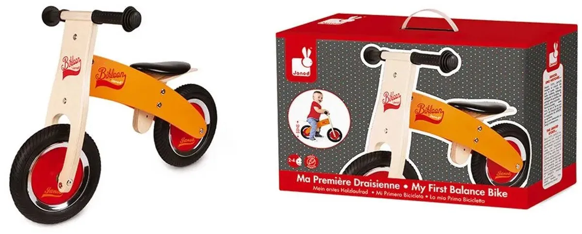 Janod Little Bikloon Loopfiets - Oranje/Rood - 2 Jaar - afbeelding 6 van 6