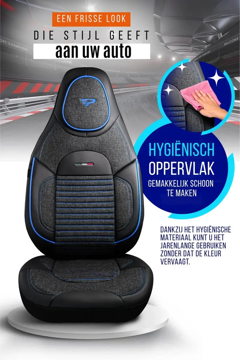 Panda Autostoelhoezen Opel Agila 2008-2014 - Enzo Blauw - Linnenstof