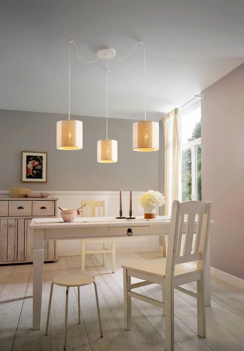 Eglo Arnhem Hanglamp E27 - 3 Lichtpunten - Wit/Bruin