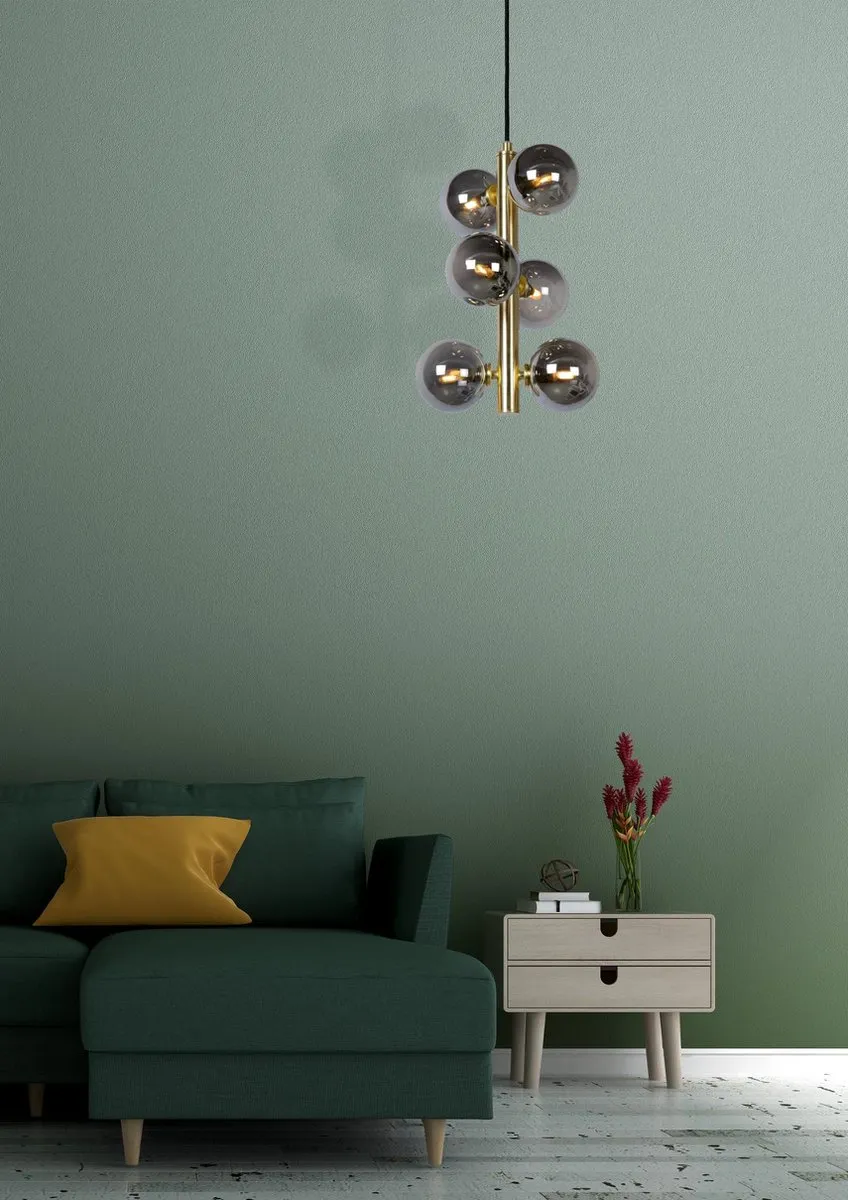 Lucide TYCHO Hanglamp Ø25,5cm - 6xG9 Mat Goud/Messing