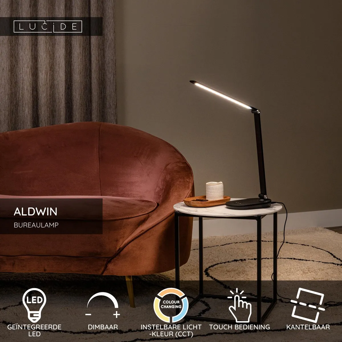 Lucide Aldwin Bureaulamp LED 8W Zwart