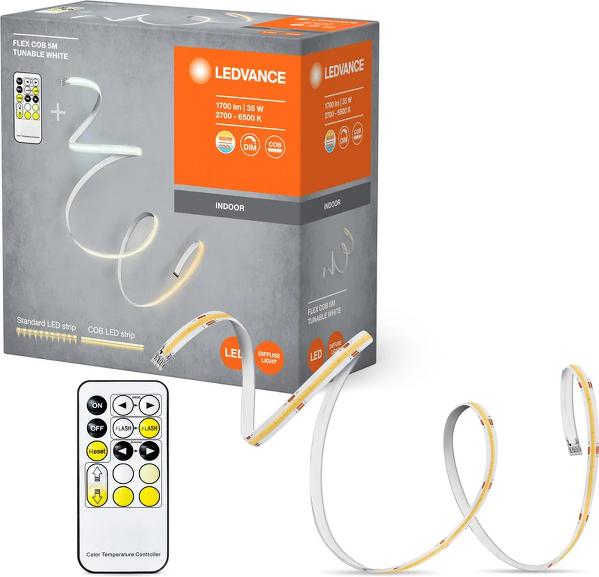 LEDVANCE FLEX COB 5M LED-Streifen TW RC - Geel 30W 1700lm