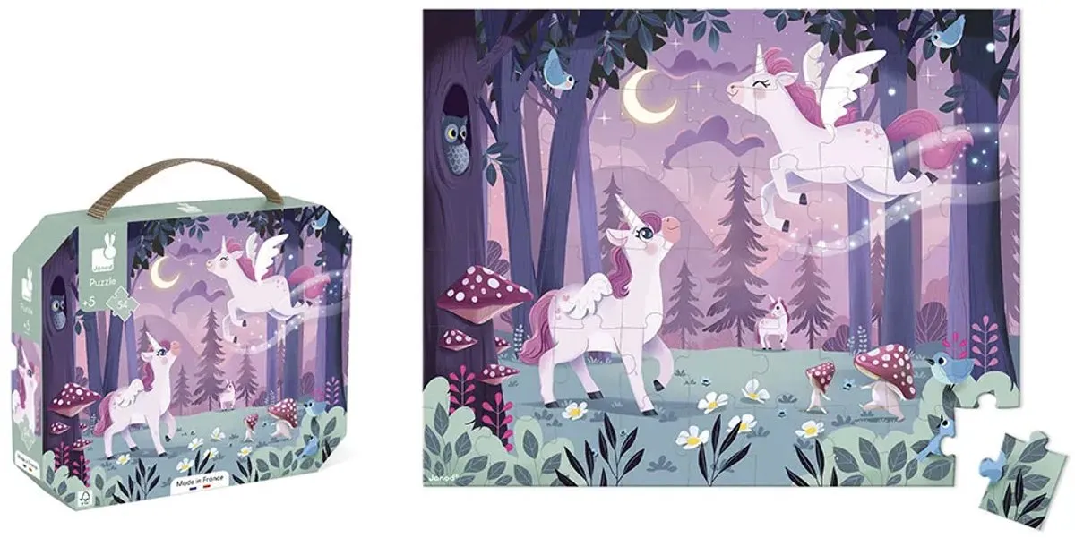 Janod Puzzel Unicorn 54 Stuks - Koffer - 5+