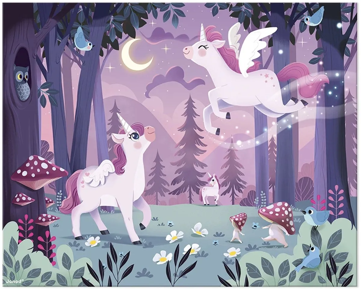Janod Puzzel Unicorn 54 Stuks - Koffer - 5+