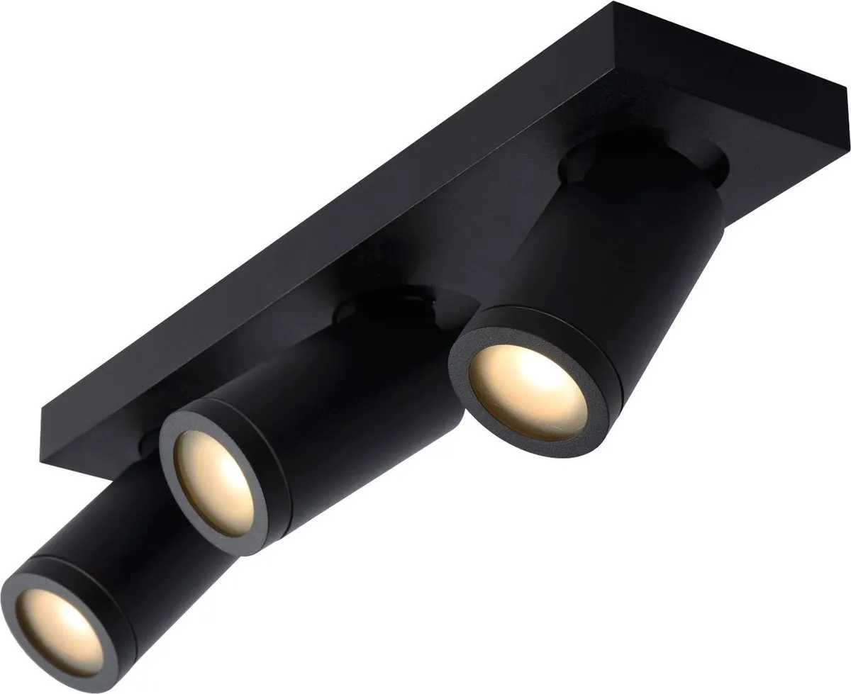 Lucide Taylor Plafondspot LED 3x5W 2200K/3000K - Zwart