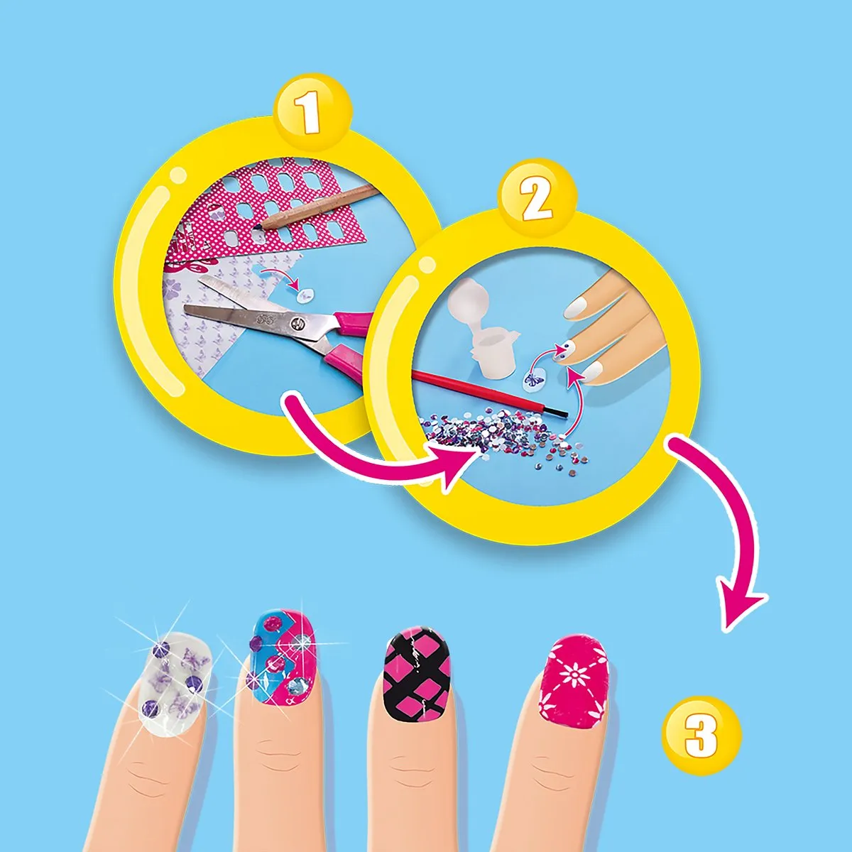 SES Creative Nagels Versieren Set - 12 Kleuren Nagellak met Glitterstenen - 54g