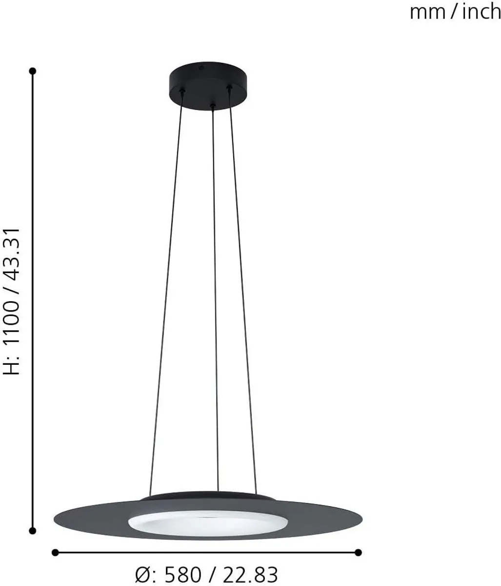 Eglo Compo Rosso-C Hanglamp - 1 Lichtpunt - Ø580cm - Zwart/Wit