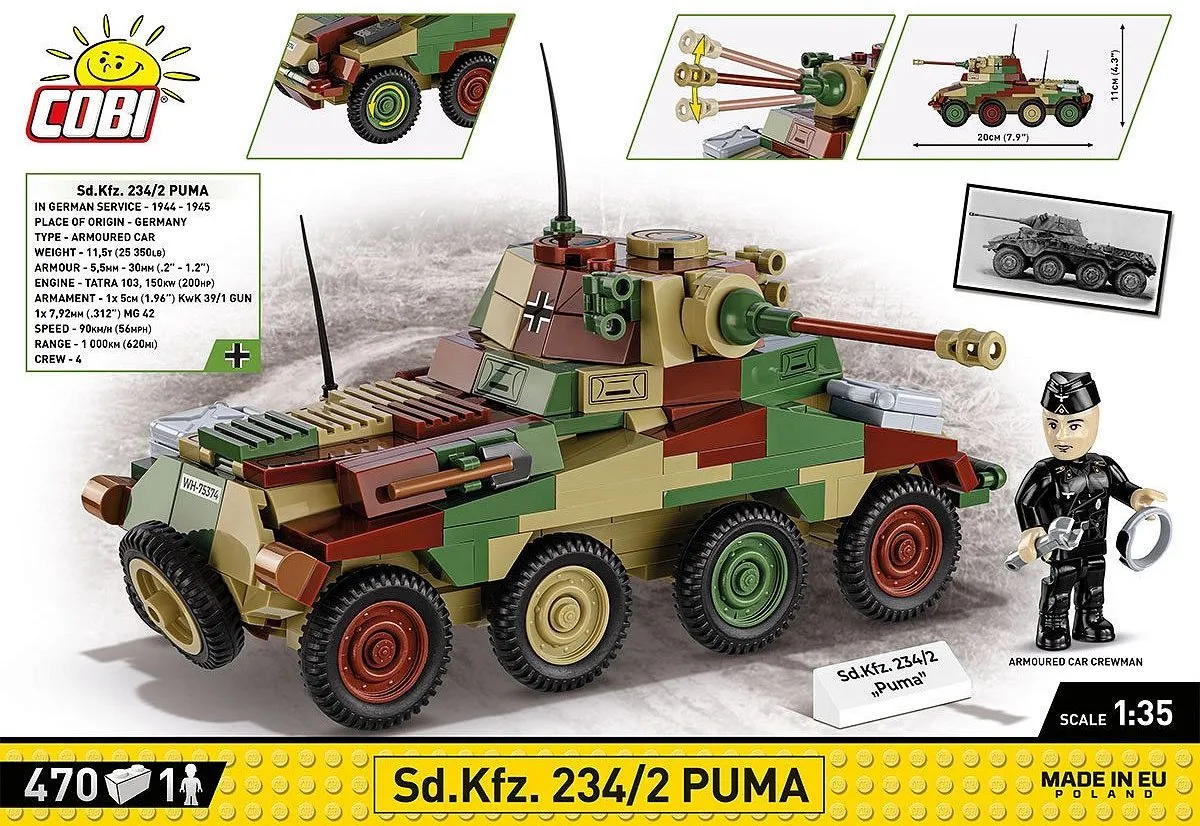 Cobi SD.KFZ 234/2 Poema - 470 Onderdelen - Meerkleurig