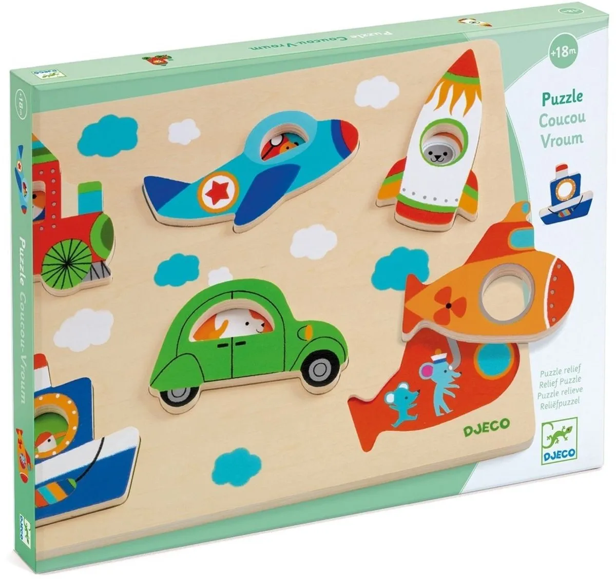 Djeco Coucou-Vroum Houten Raampuzzel 6 Stuks - DJ01063