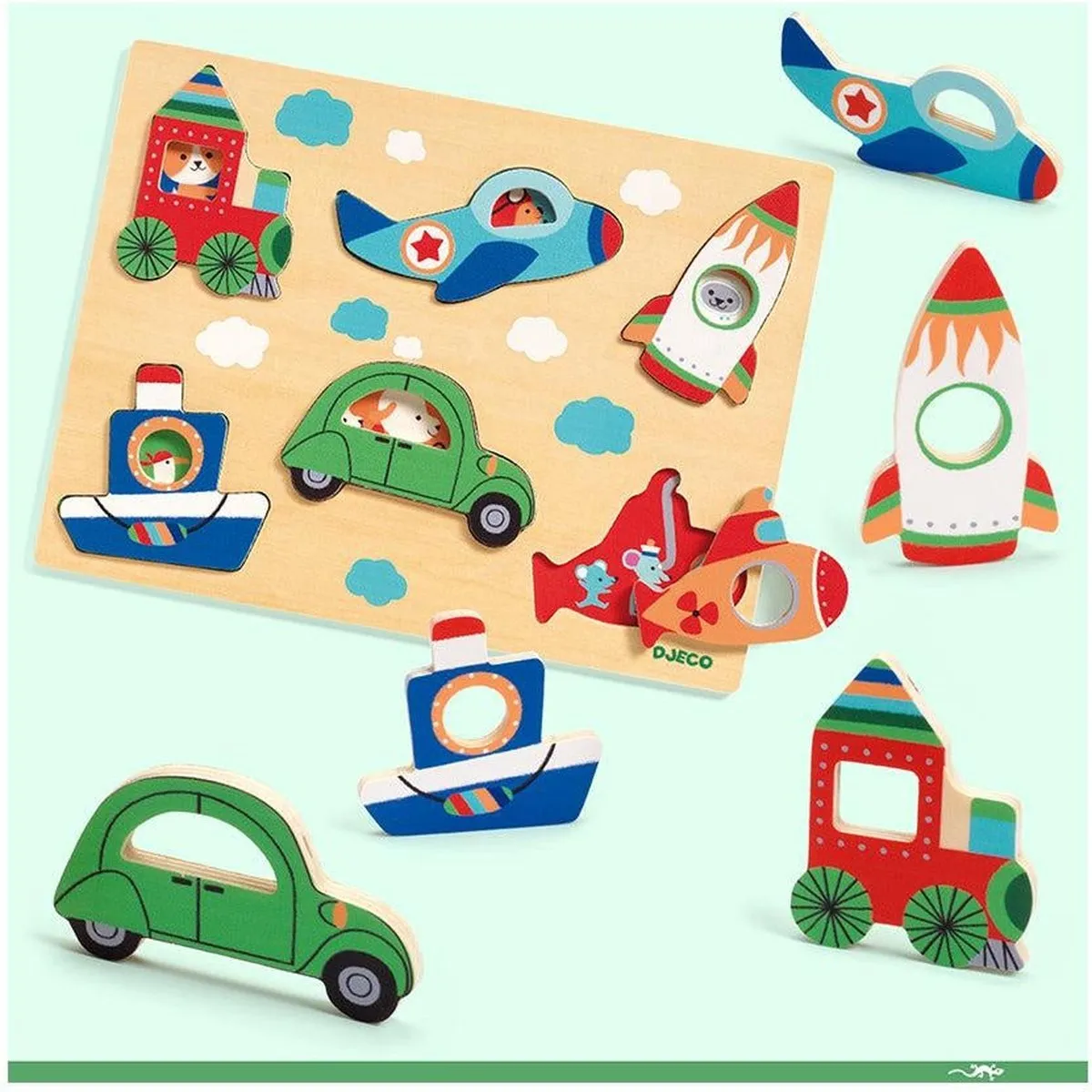 Djeco Coucou-Vroum Houten Raampuzzel 6 Stuks - DJ01063