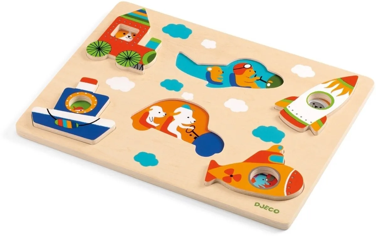 Djeco Coucou-Vroum Houten Raampuzzel 6 Stuks - DJ01063