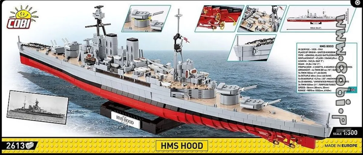 Cobi HMS Hood COBI-4830 Bouwset - 2613 Stukken - Meerkleurig - afbeelding 6 van 6