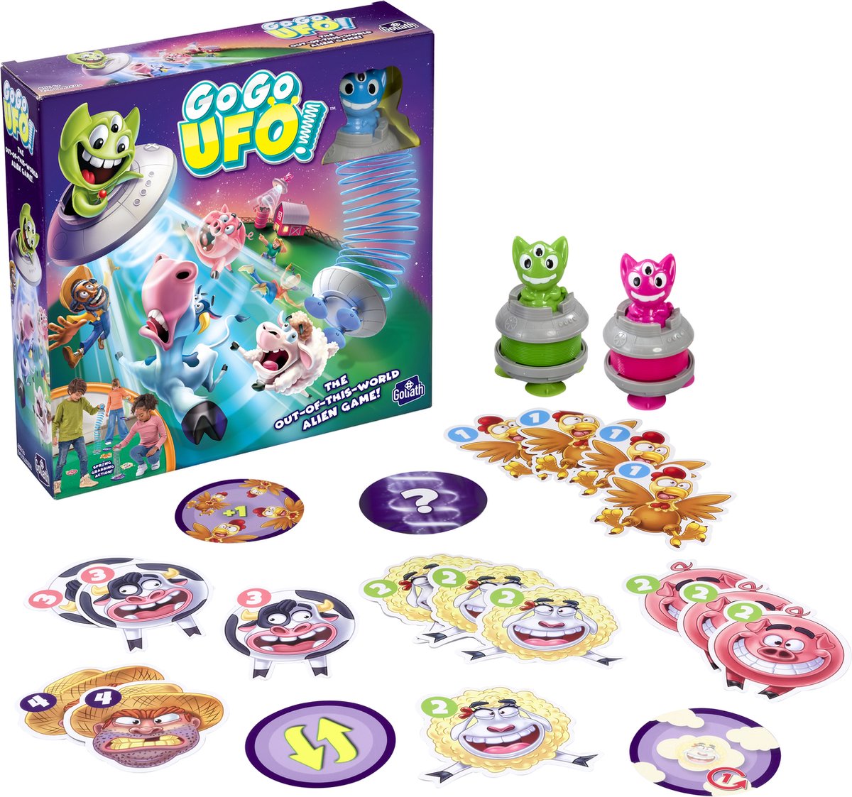 Goliath Go Go Ufo (NL) - Actiespel - Kinderspel - Vang alle boerderijdieren!