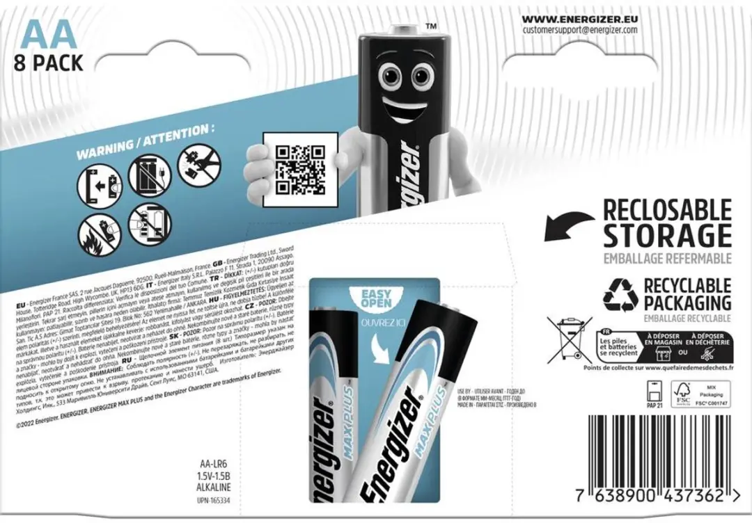 Energizer Max Plus AA Batterijen 8 Stuks - 2850mAh