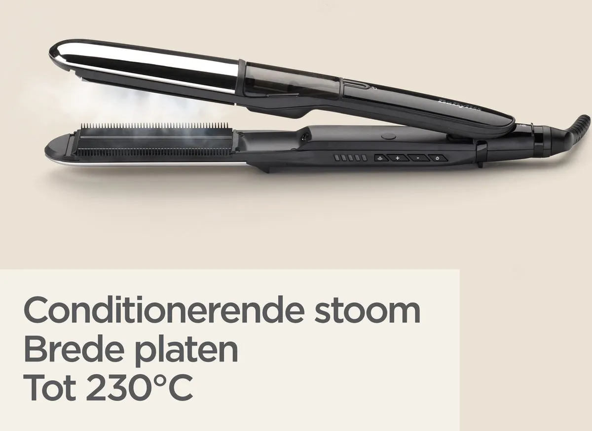 Babyliss 2-in-1 Steam Shine Styler ST496E Stijltang - 39mm - Zwart