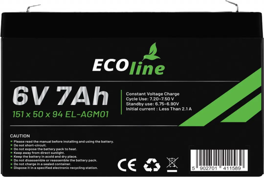 Ecoline AGM 6V 7Ah Deep Cycle Accu 7000mAh