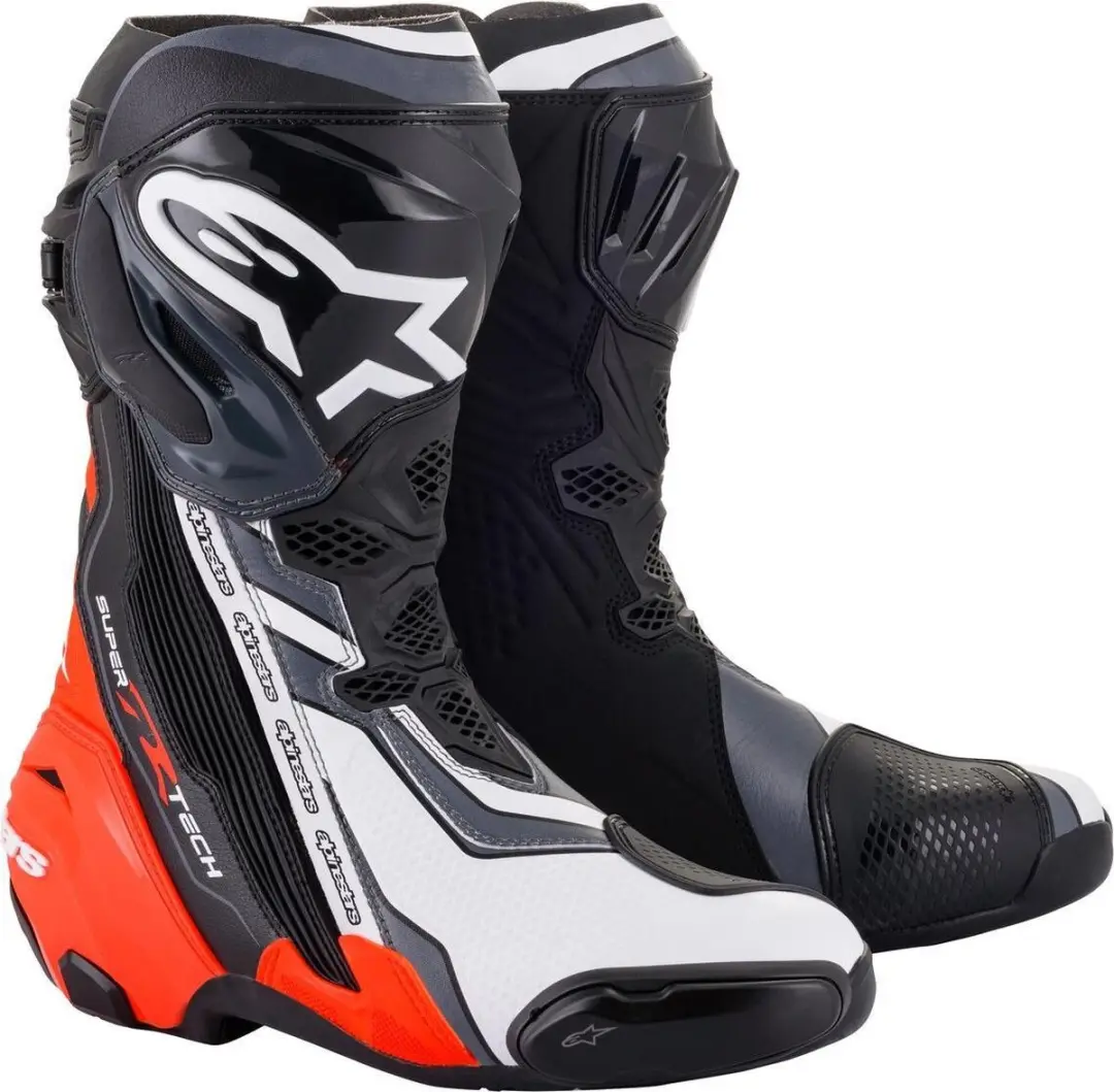 Alpinestars Supertech R Motorlaarzen 44 - Zwart/Rood/Fluo/Wit/Grijs