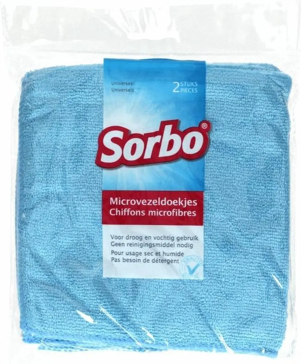 Sorbo Microvezeldoekjes 35x35cm - 2 Stuks - Blauw