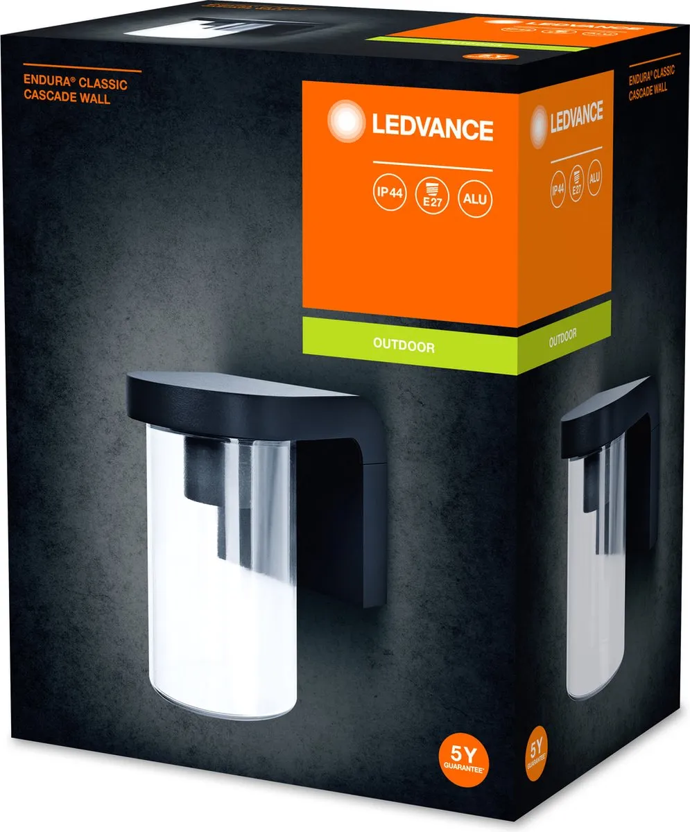 LEDVANCE Endura Classic Cascade Wall E27 CLR Wandlamp - Donkergrijs