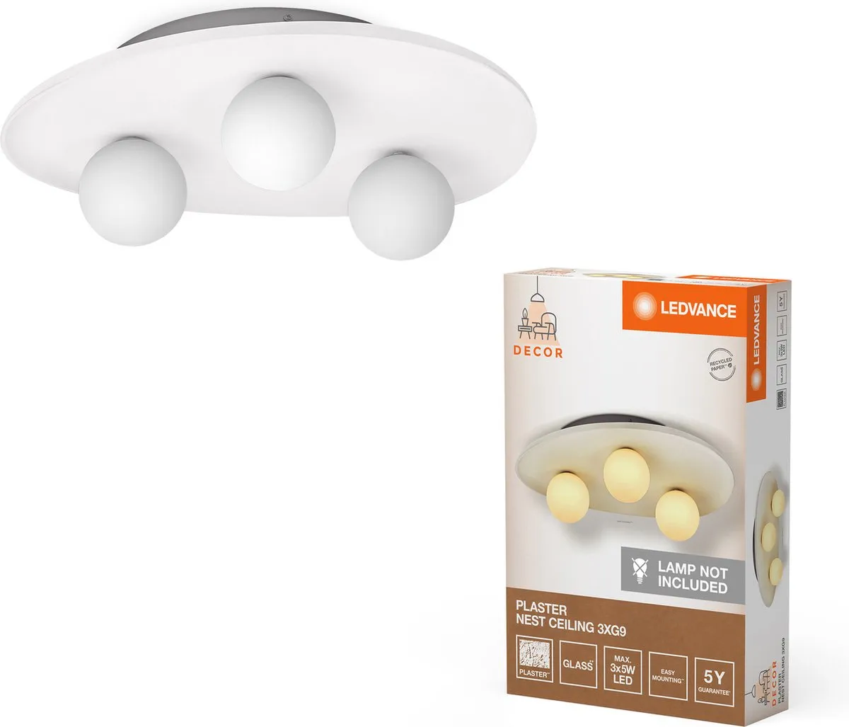 LEDVANCE Decor Plaster Nest Plafondlamp 3XG9