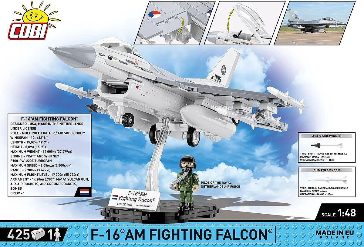 Cobi 5896 F-16 KLU Falcon - 425 Onderdelen - Meerkleurig - afbeelding 6 van 6