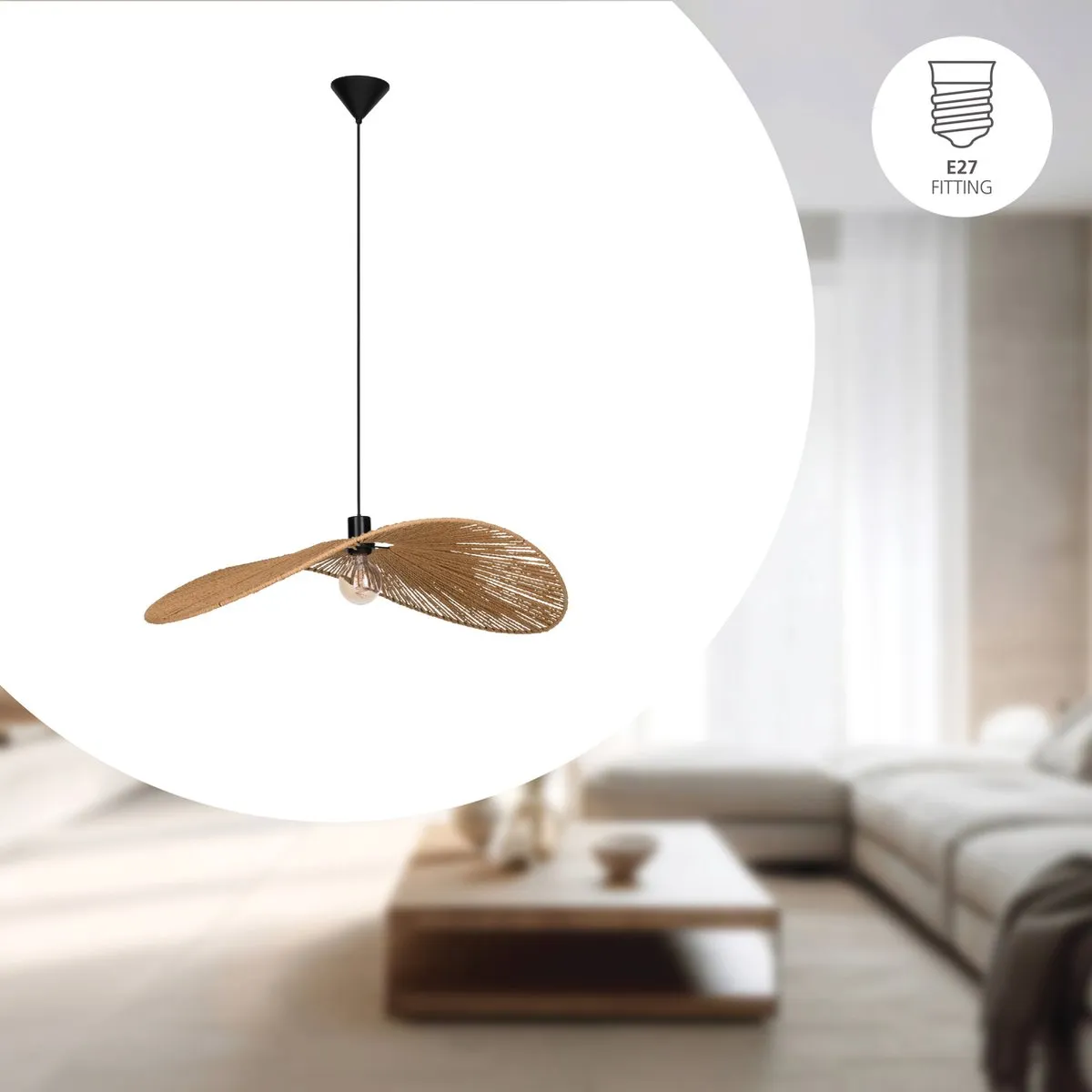 Eglo Siruela Hanglamp E27 Ø80cm - Bruin/Zwart