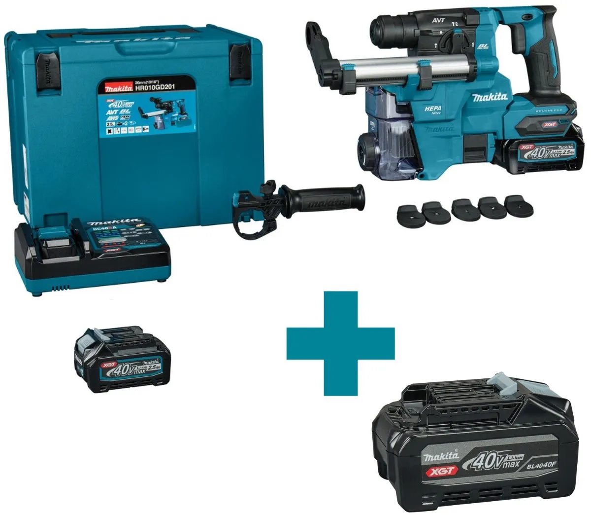 Makita HR010GD201 Accu Combihamer SDS-Plus