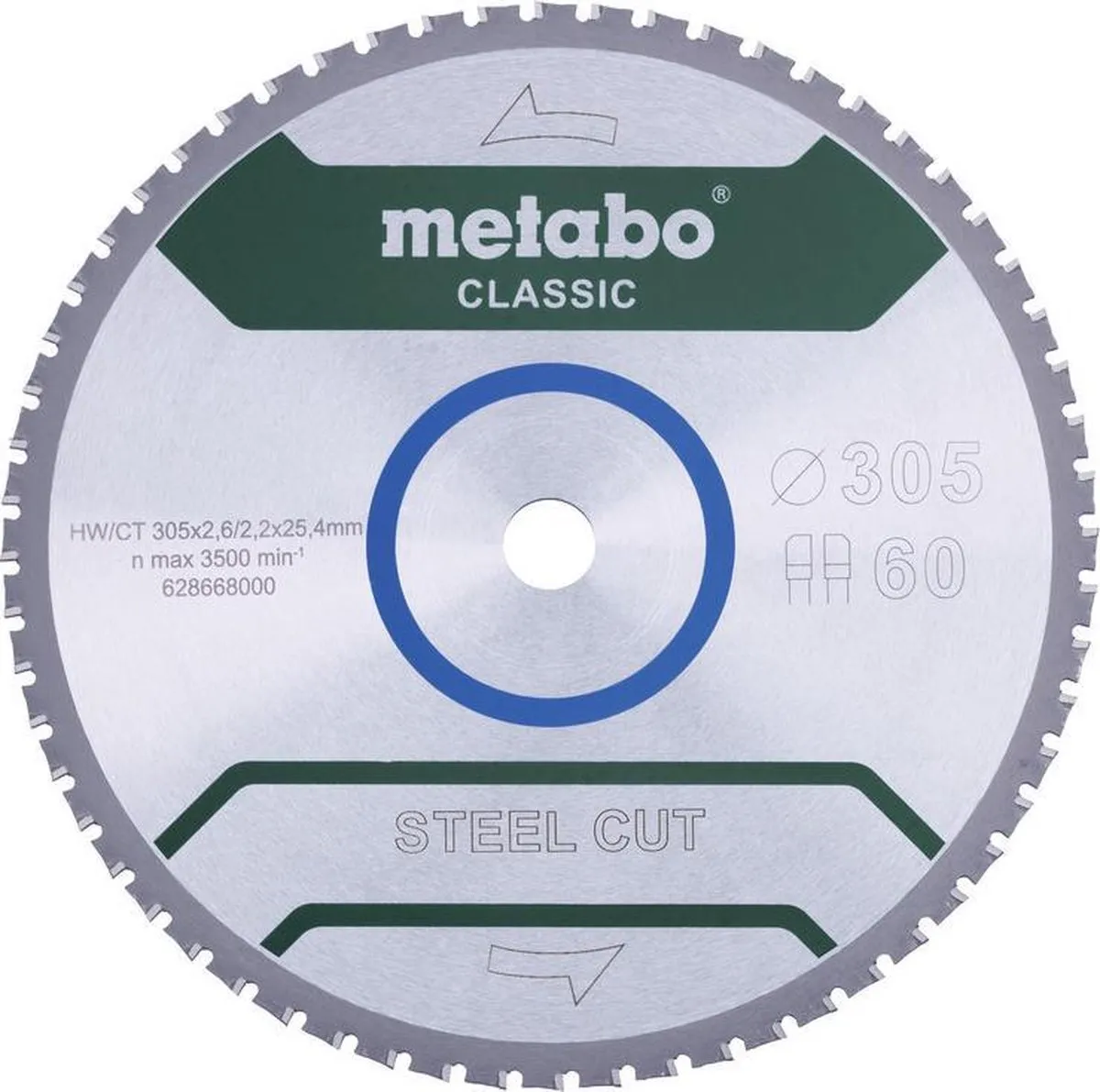 Metabo STEEL CUT CLASSIC 628668000 Cirkelzaagblad 305x25.4x2.2mm