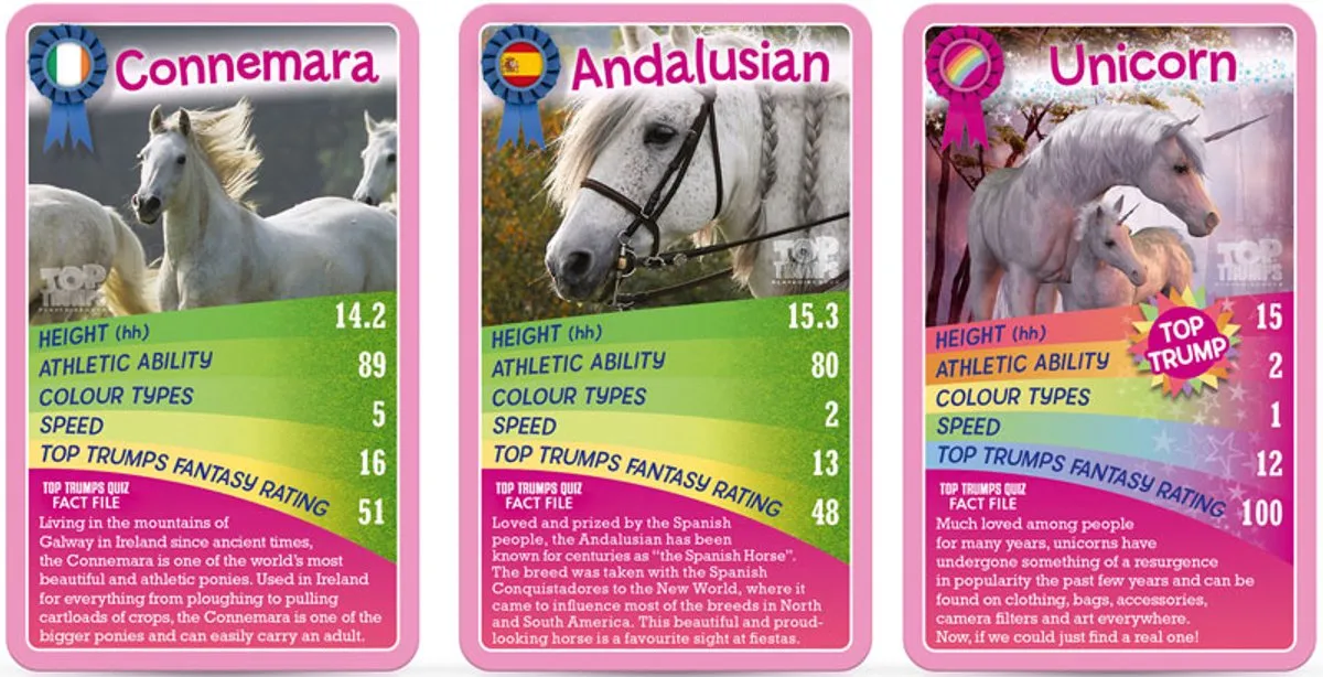 Winning Moves Horses, Ponies and Unicorns - Kaartspel - Top Trumps - Engels
