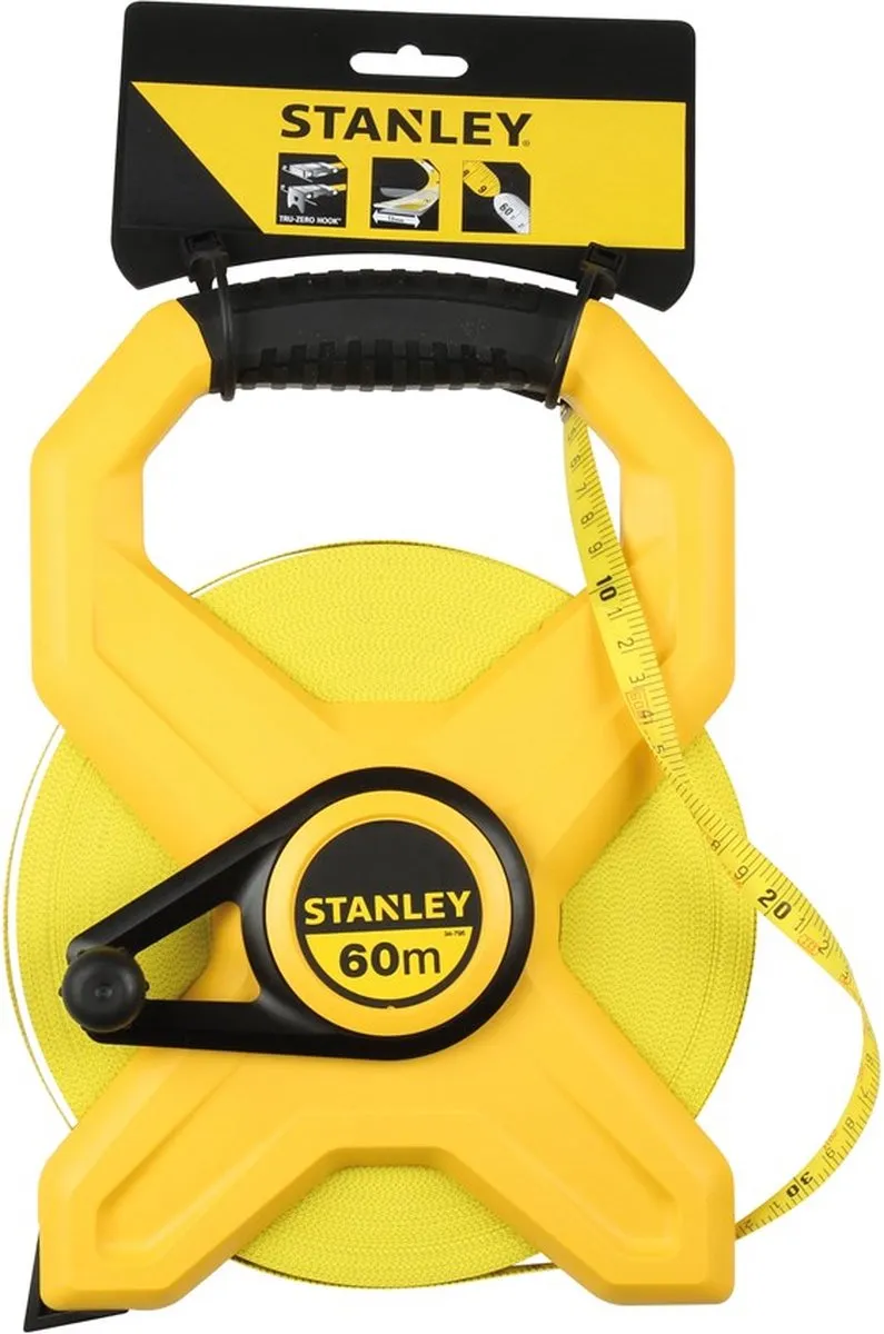 Stanley Landmeter Fiberglas 60m 12.7mm - Geel