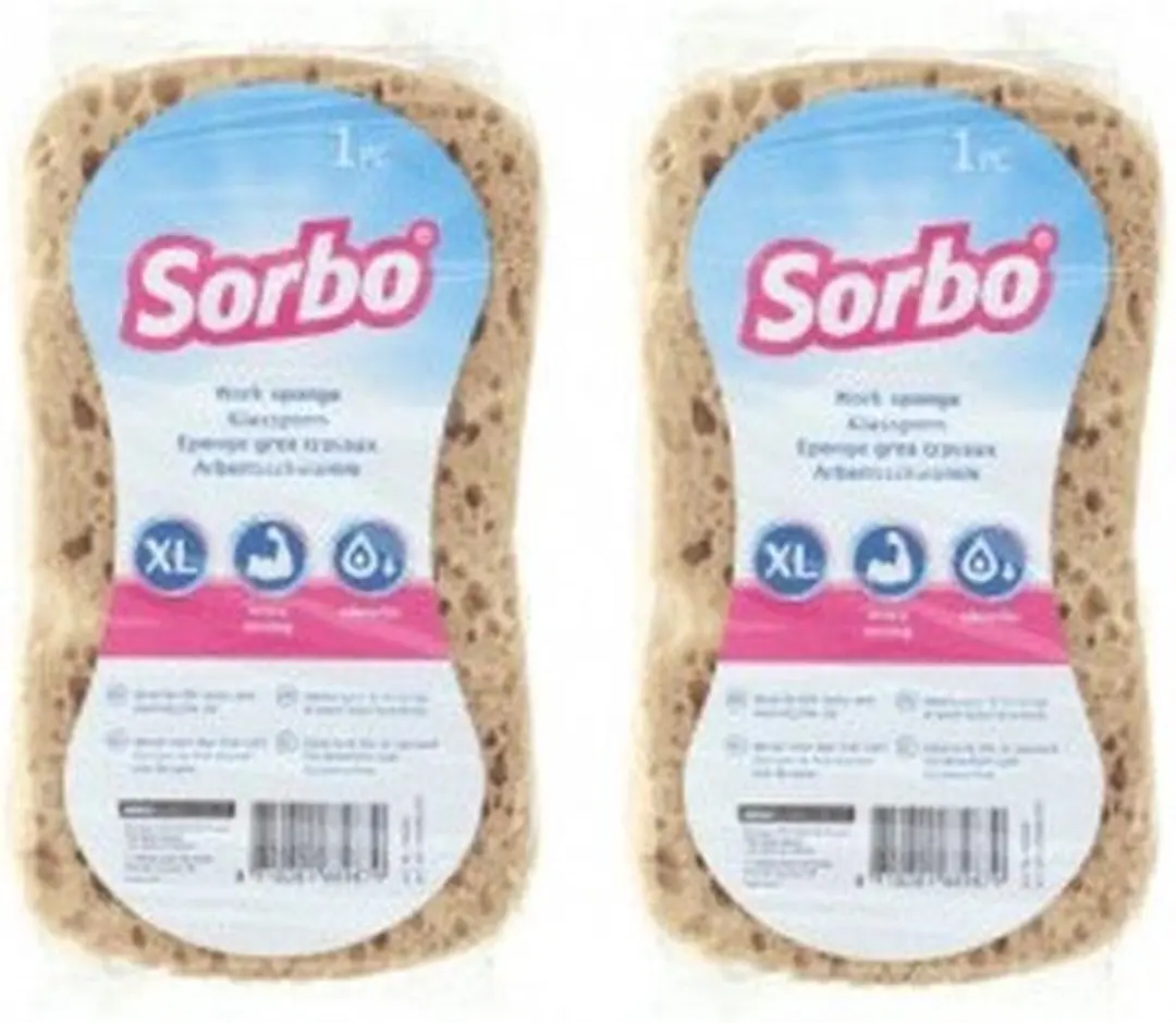 Sorbo Grote Schoonmaakspons 20x11cm - 2 Stuks Geel