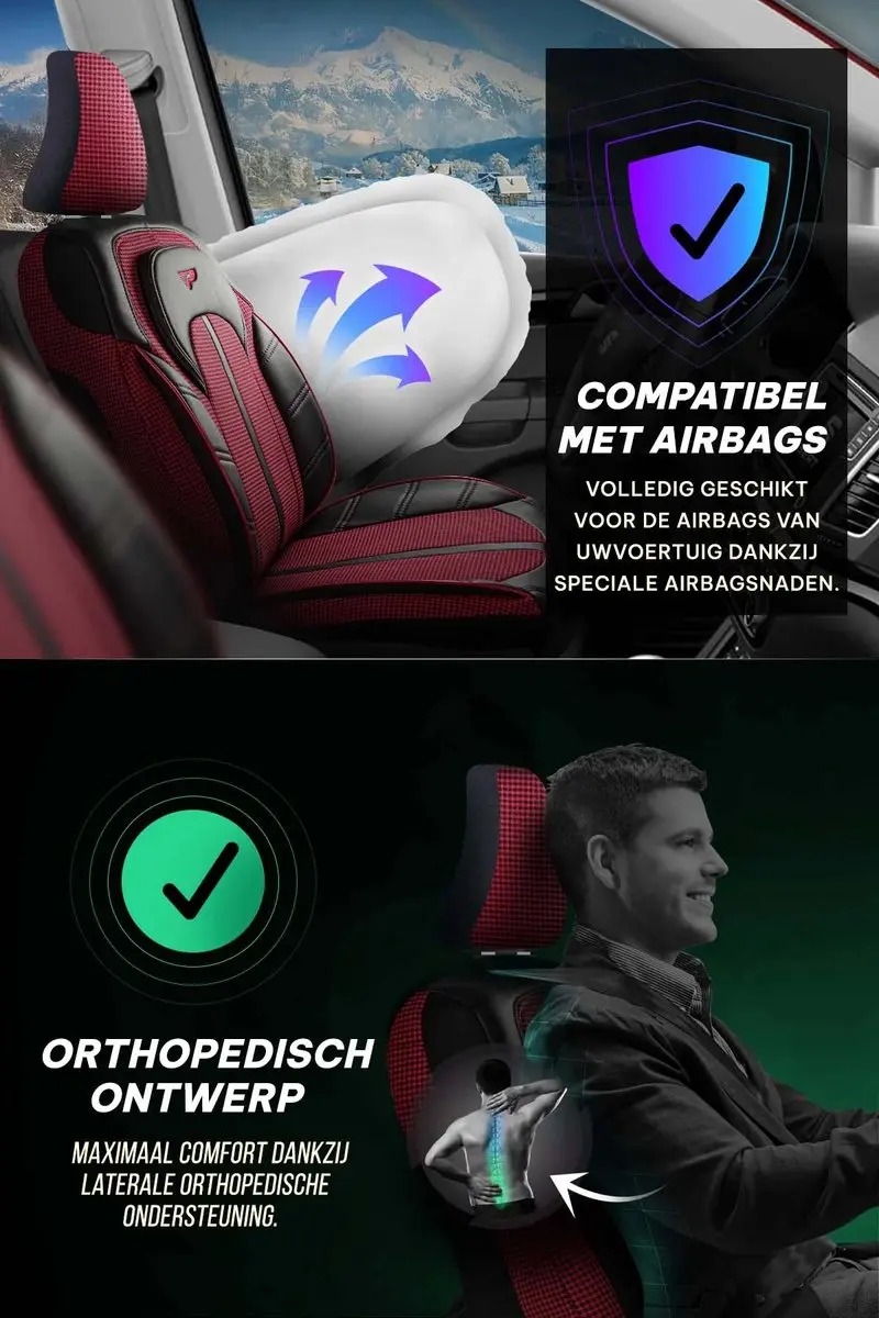 Panda Stoelhoezen Ford Ranger 2023-heden - Bordeaux Pied-de-poule