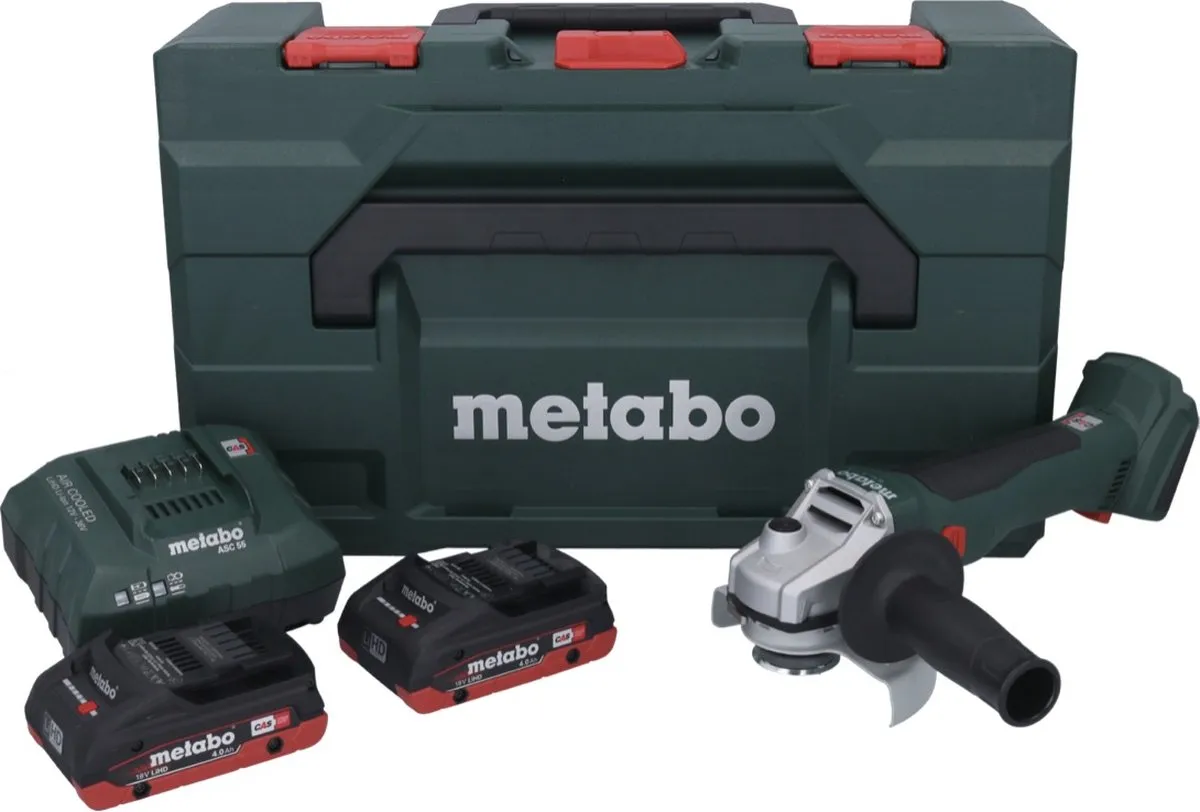 Metabo W 18 L BL 9-125 Accu-Haakse Slijper 125mm - 2x 4,0Ah Accu