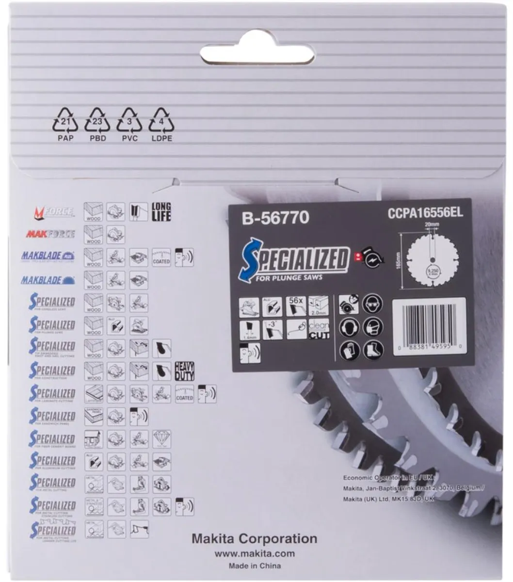 Makita Invalcirkelzaagblad B-56770 Ø165mm - Aluminium