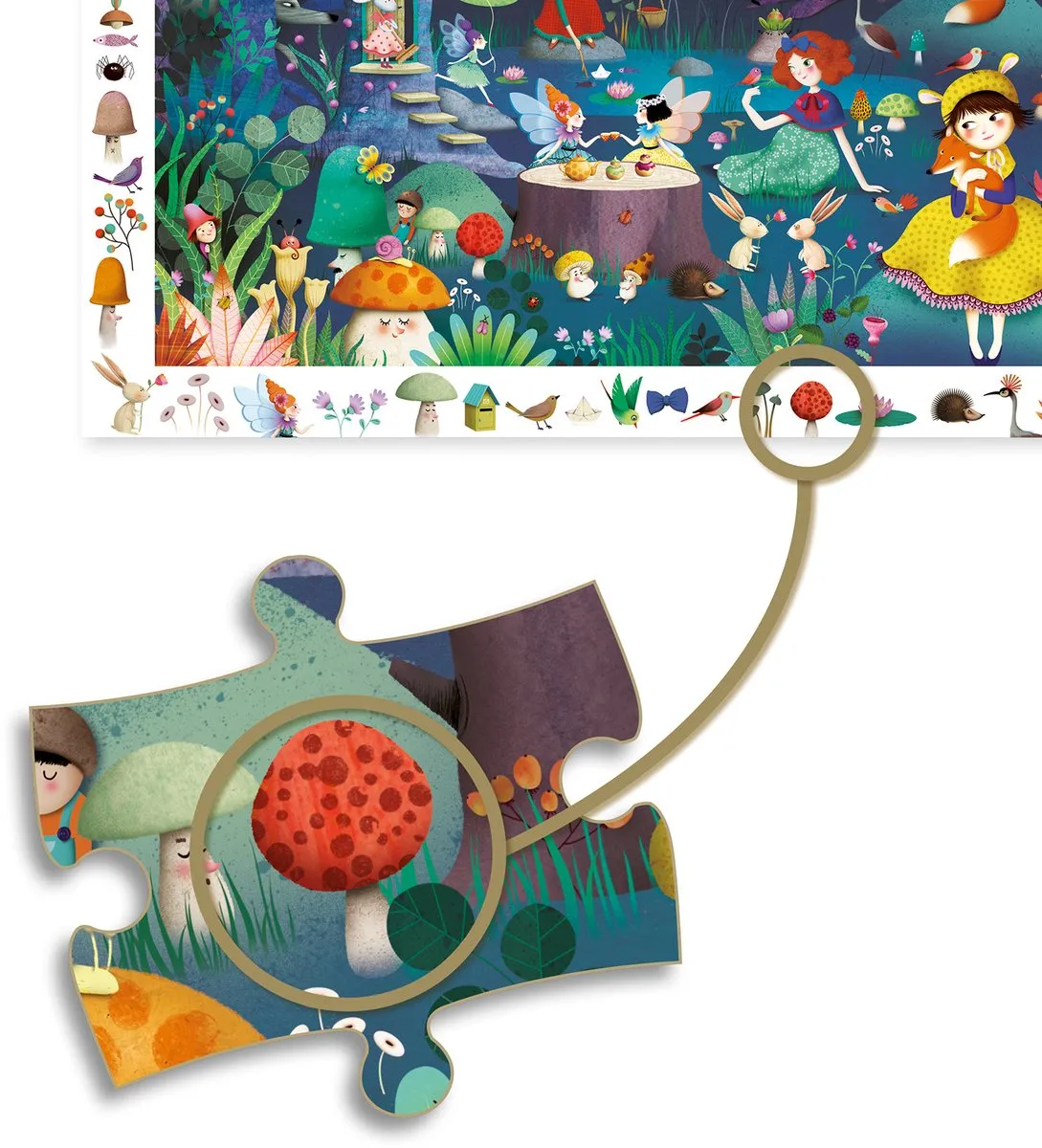 Djeco Observatie Puzzel Betoverd Bos 100 Stuks - Multicolor