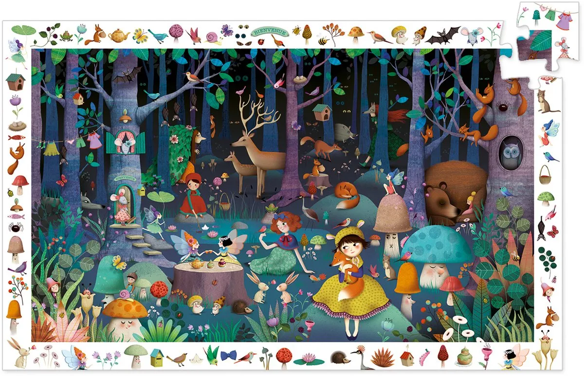 Djeco Observatie Puzzel Betoverd Bos 100 Stuks - Multicolor