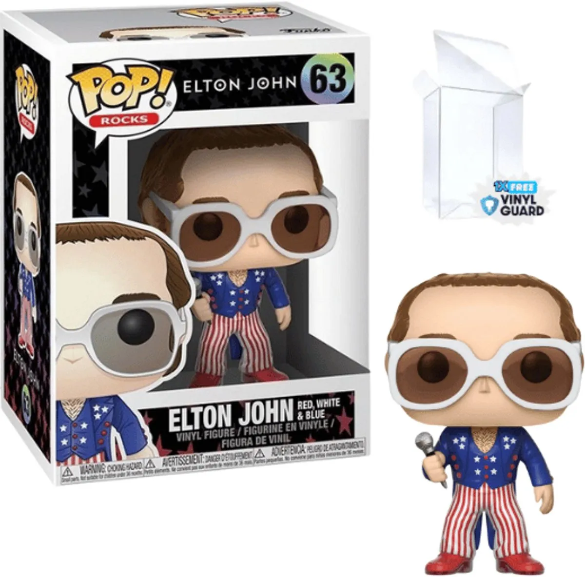 Funko Pop! Elton John FUN26295 Verzamelfiguur - Red, White & Blue - afbeelding 6 van 6