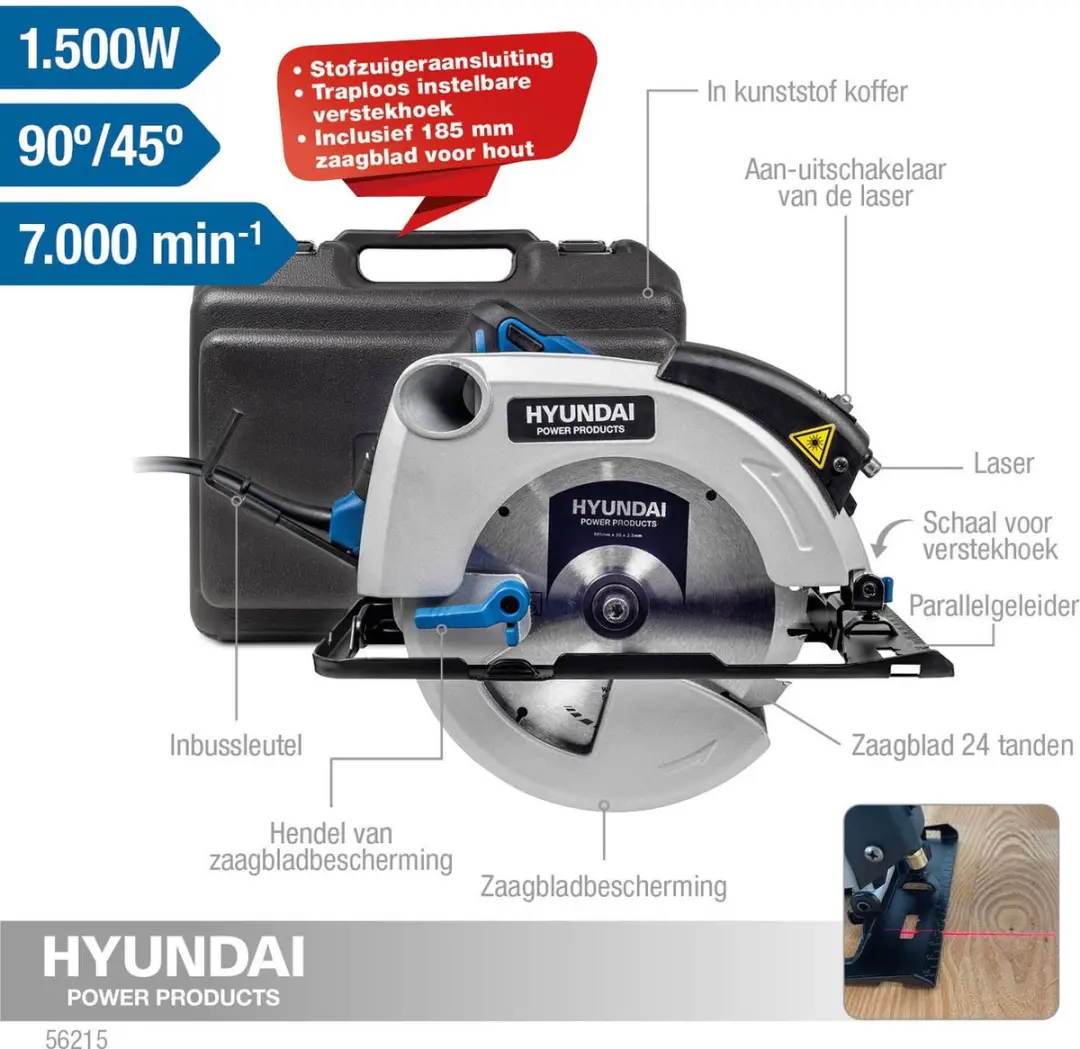 Hyundai Cirkelzaag 1500W 185mm