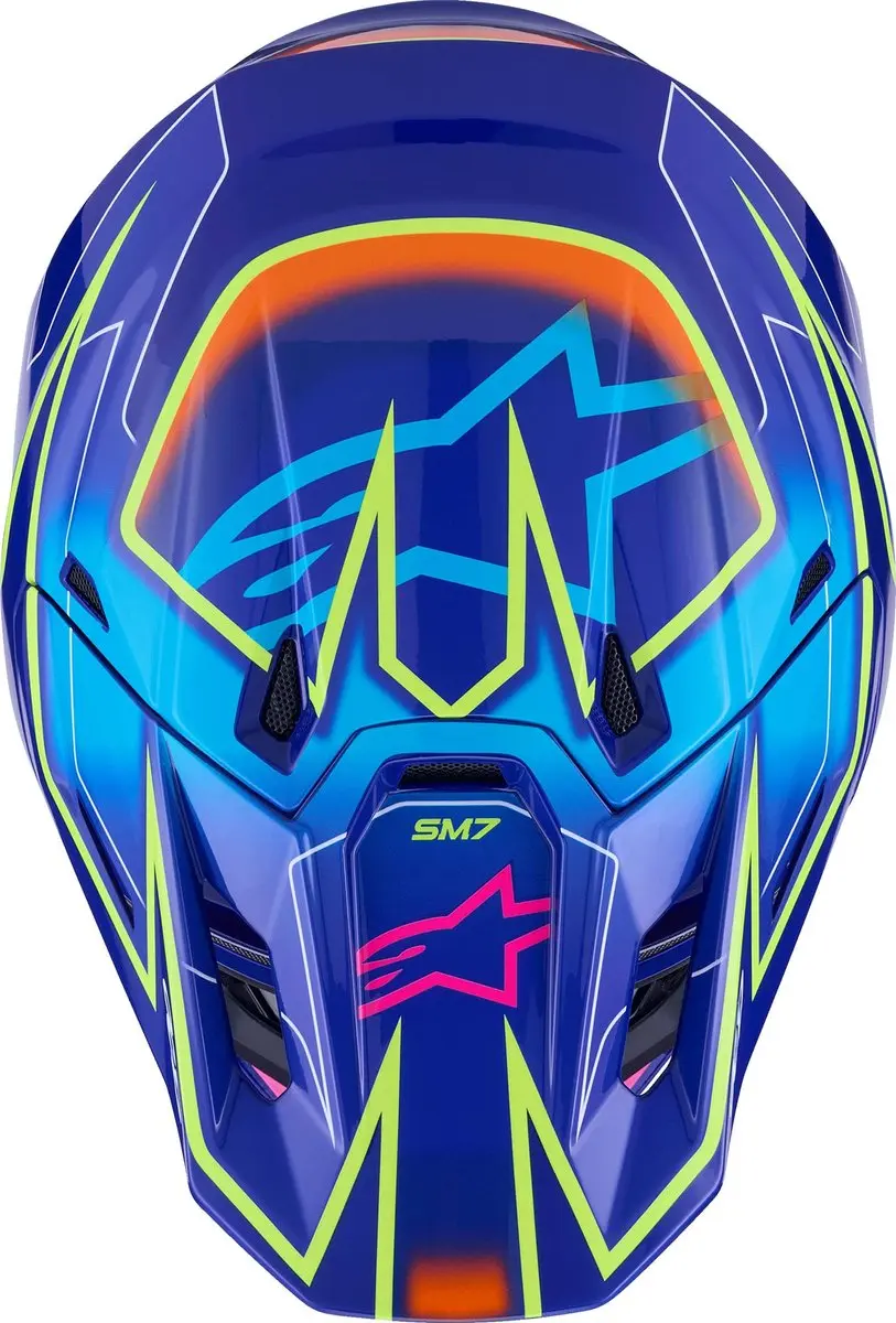 Alpinestars S-M7 Cast Motorcrosshelm - XL - Roze/Blauw/Geel