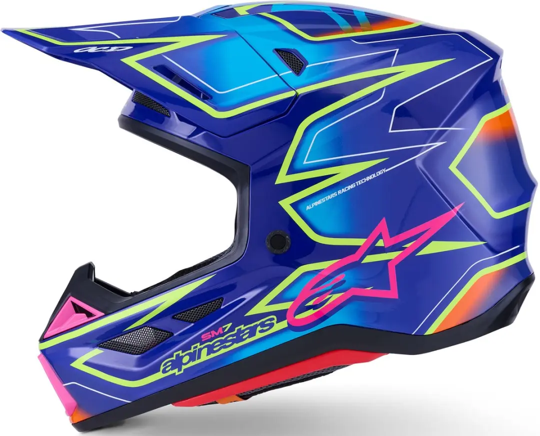 Alpinestars S-M7 Cast Motorcrosshelm - XL - Roze/Blauw/Geel