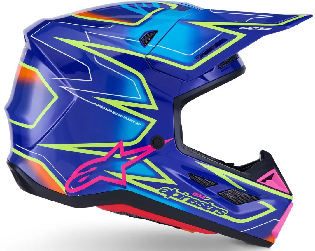 Alpinestars S-M7 Cast Motorcrosshelm - XL - Roze/Blauw/Geel