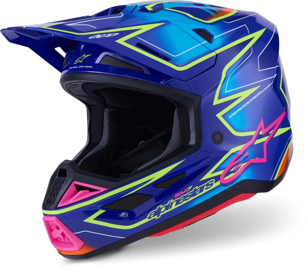Alpinestars S-M7 Cast Motorcrosshelm - XL - Roze/Blauw/Geel - afbeelding 6 van 6