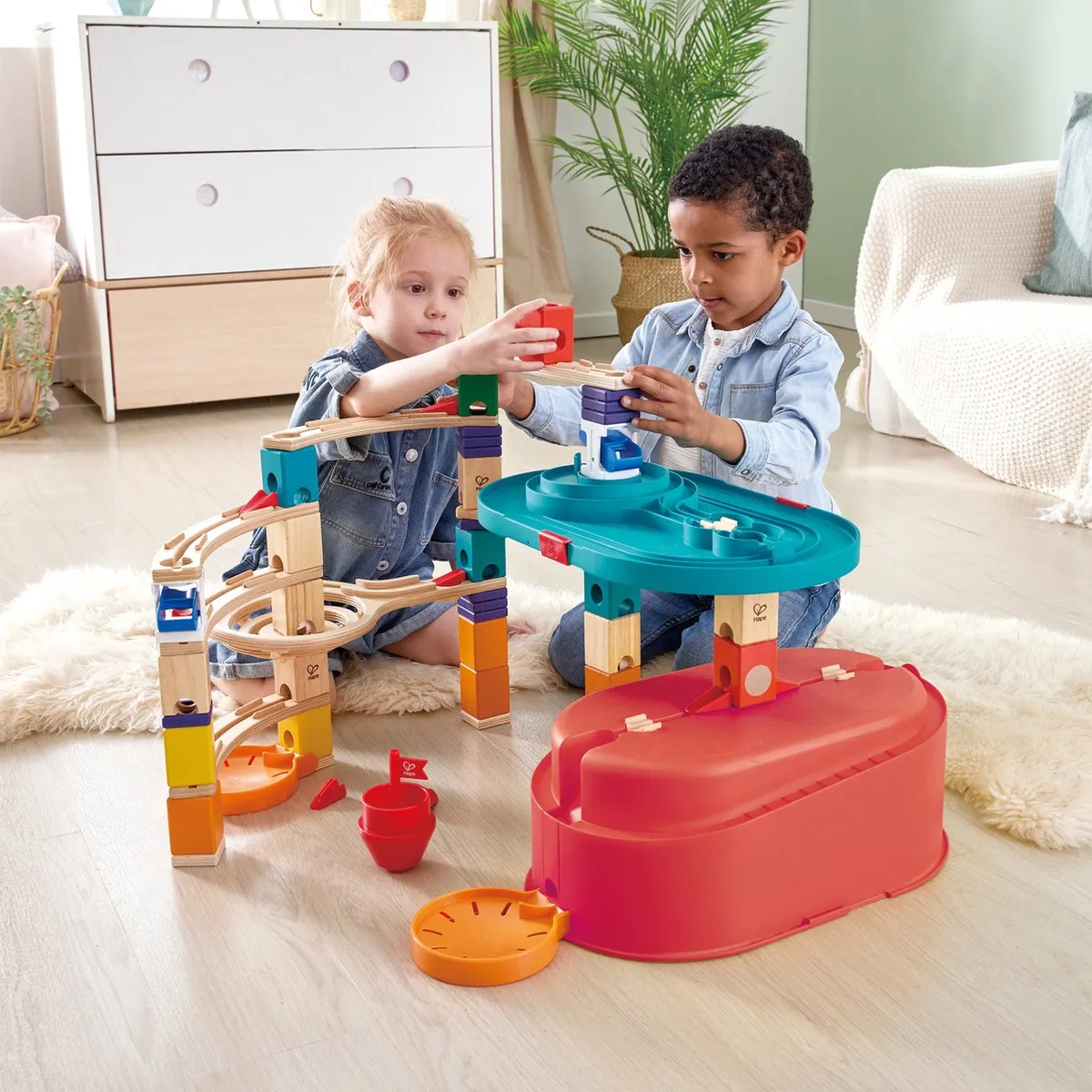 Hape Quadrilla Stack Track Bucket Set E6027 - Knikkerbaan - Veelkleurig