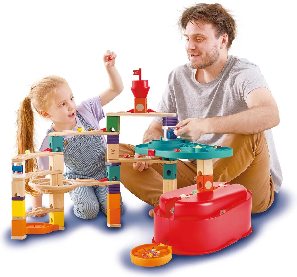 Hape Quadrilla Stack Track Bucket Set E6027 - Knikkerbaan - Veelkleurig - afbeelding 6 van 6
