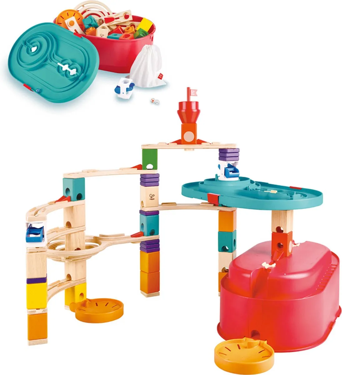 Hape Quadrilla Stack Track Bucket Set E6027 - Knikkerbaan - Veelkleurig