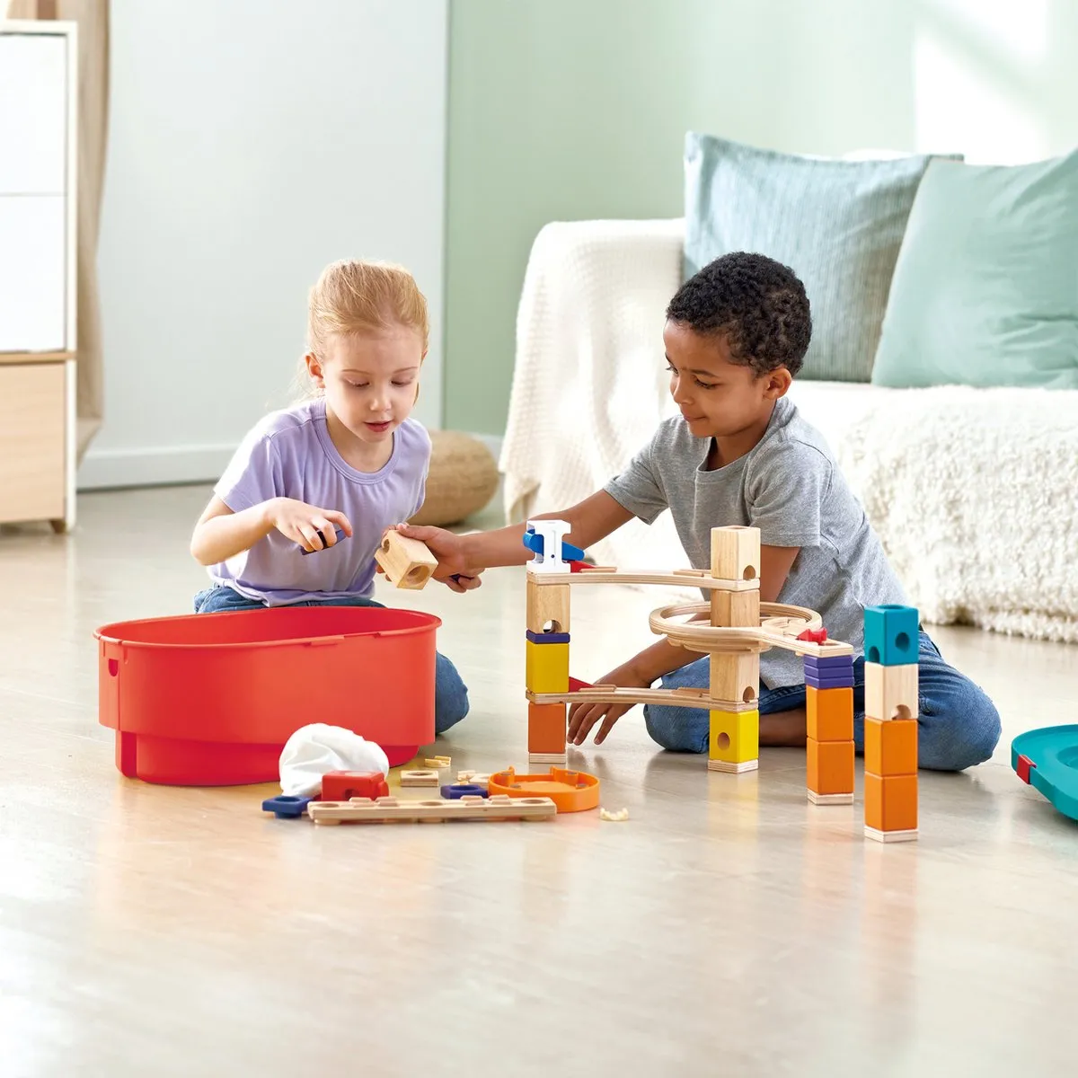 Hape Quadrilla Stack Track Bucket Set E6027 - Knikkerbaan - Veelkleurig