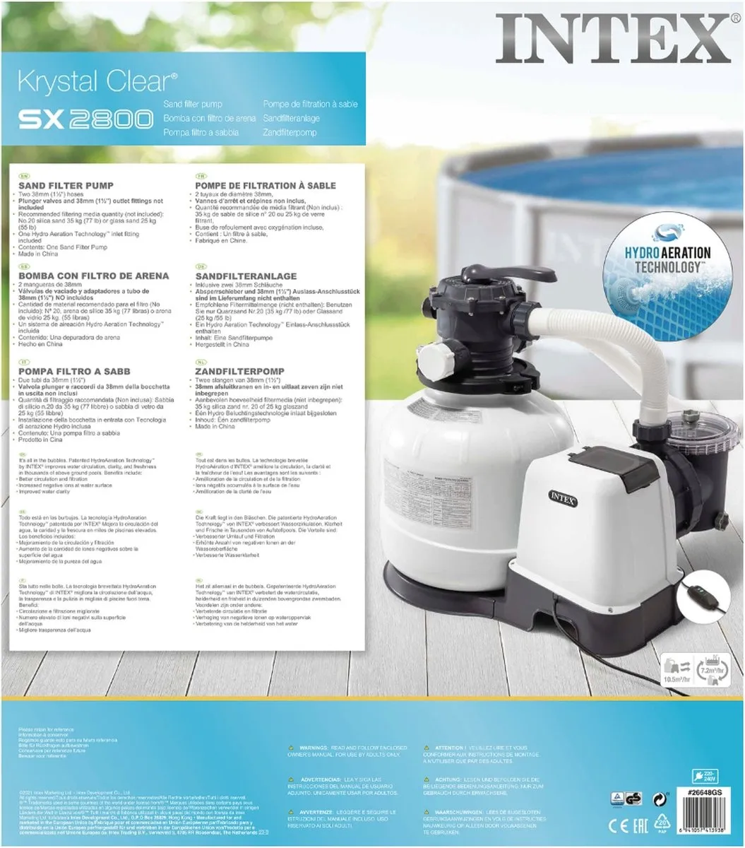 Intex 26648GS Zandfilterpomp SX2800 - 8000L/u - 25kg (3x) & Teststrips