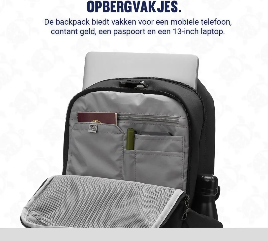 Pacsafe Vibe Rugtas 25L - RFID-blokkerend - 13-inch - Zwart