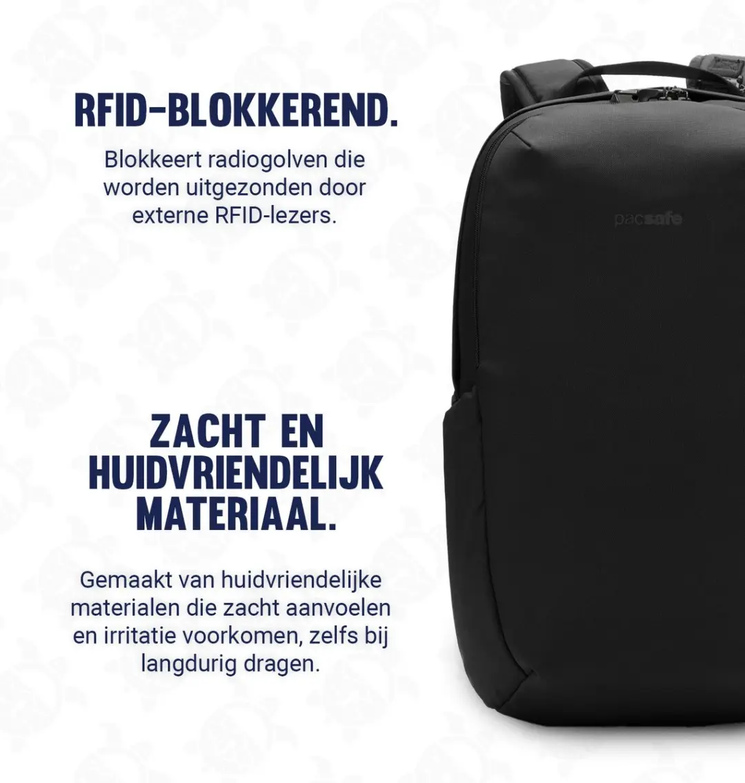 Pacsafe Vibe Rugtas 25L - RFID-blokkerend - 13-inch - Zwart